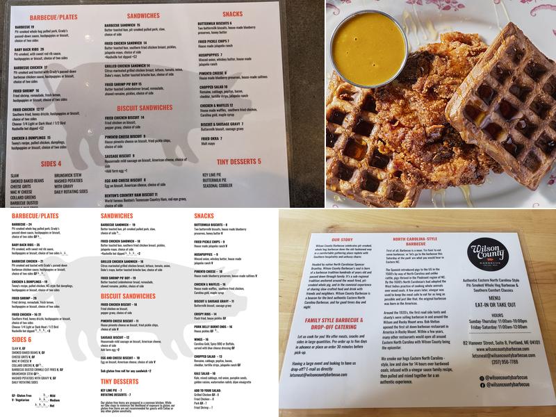 Wilson County Barbecue Menu