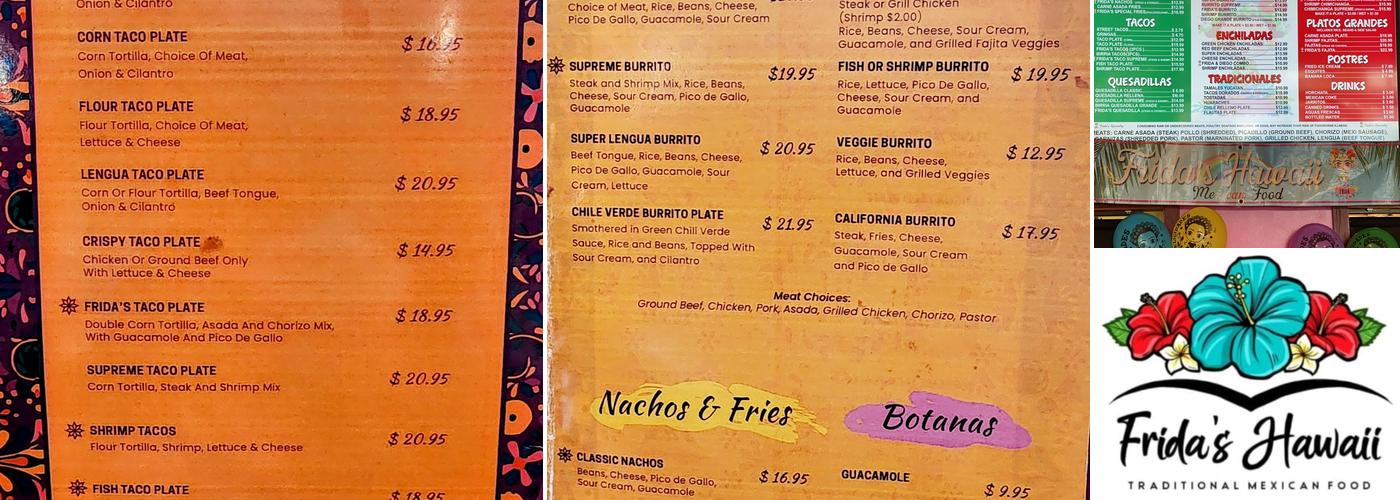 Frida's Hawaii Menu