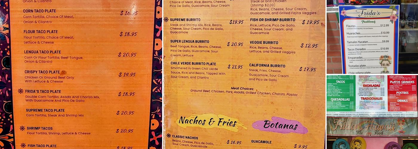 Frida's Hawaii Menu