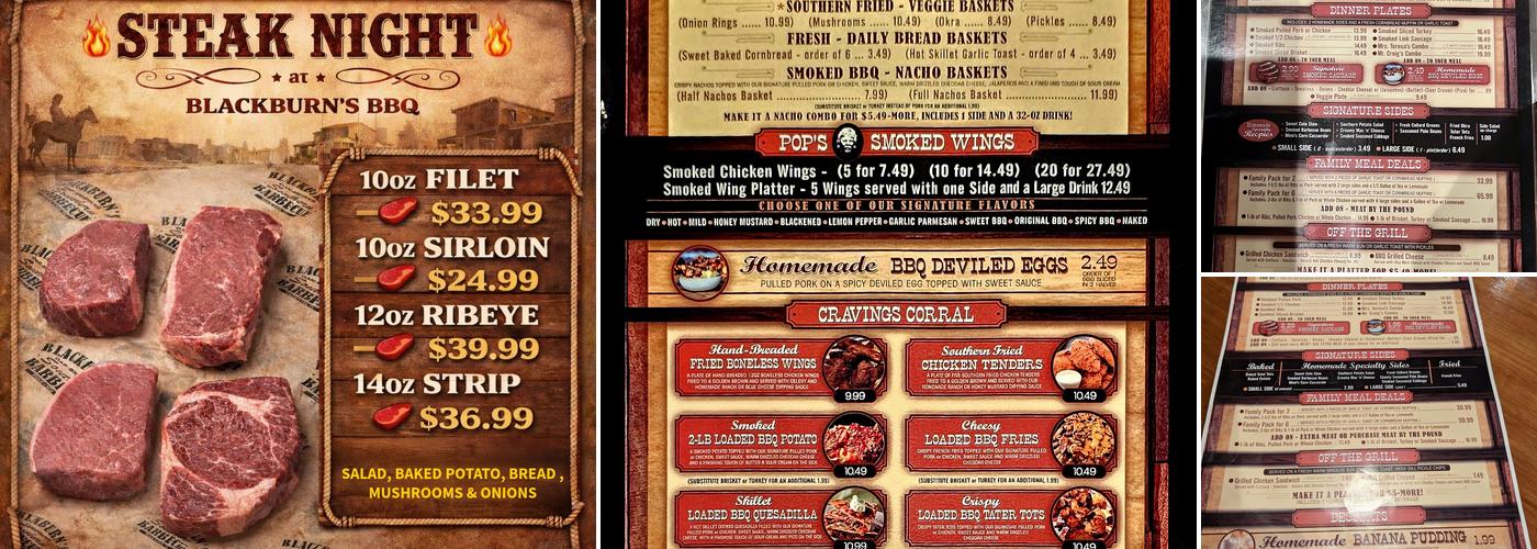 Blackburn's BBQ Menu