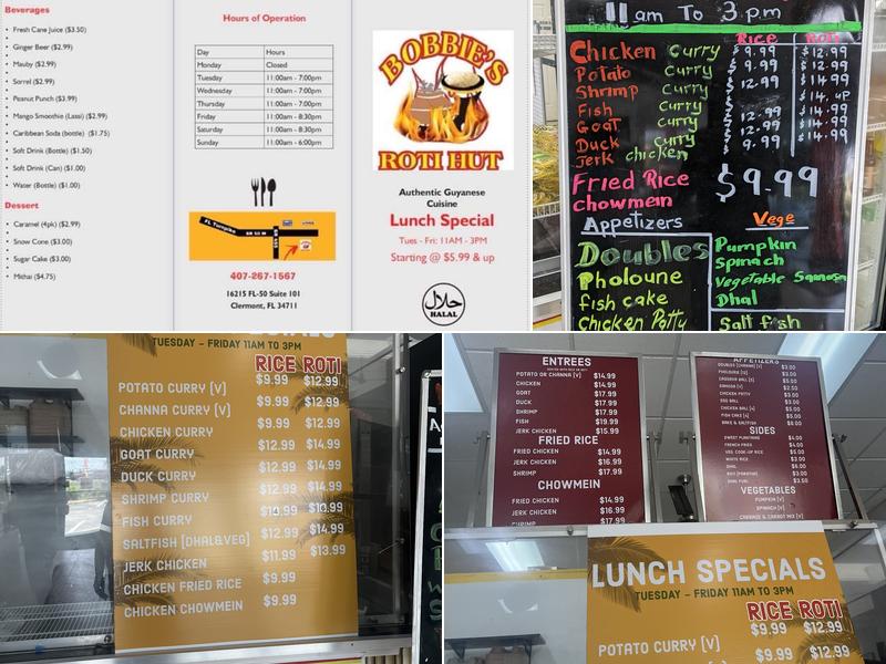 Bobbi's Roti Hut Menu