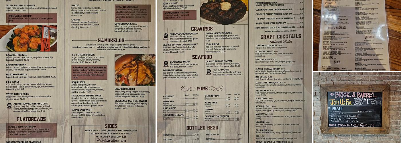 The Brick & Barrel Public House Menu