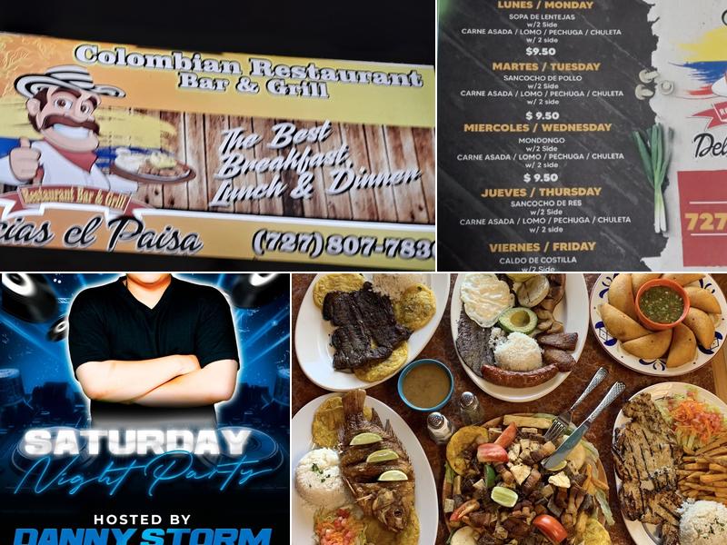 El Paisa Restaurant Bar & Grill Menu