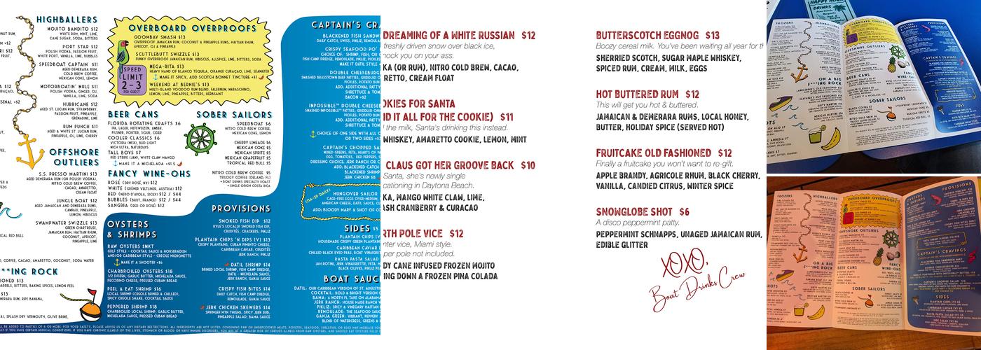 Boat Drinks Menu