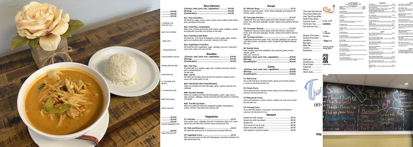 Thai Me Up Menu