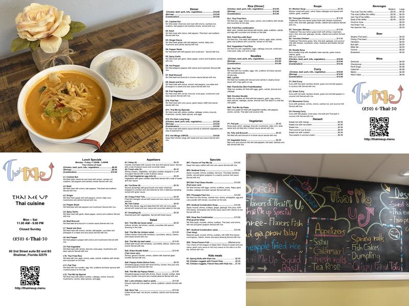 Thai Me Up Menu