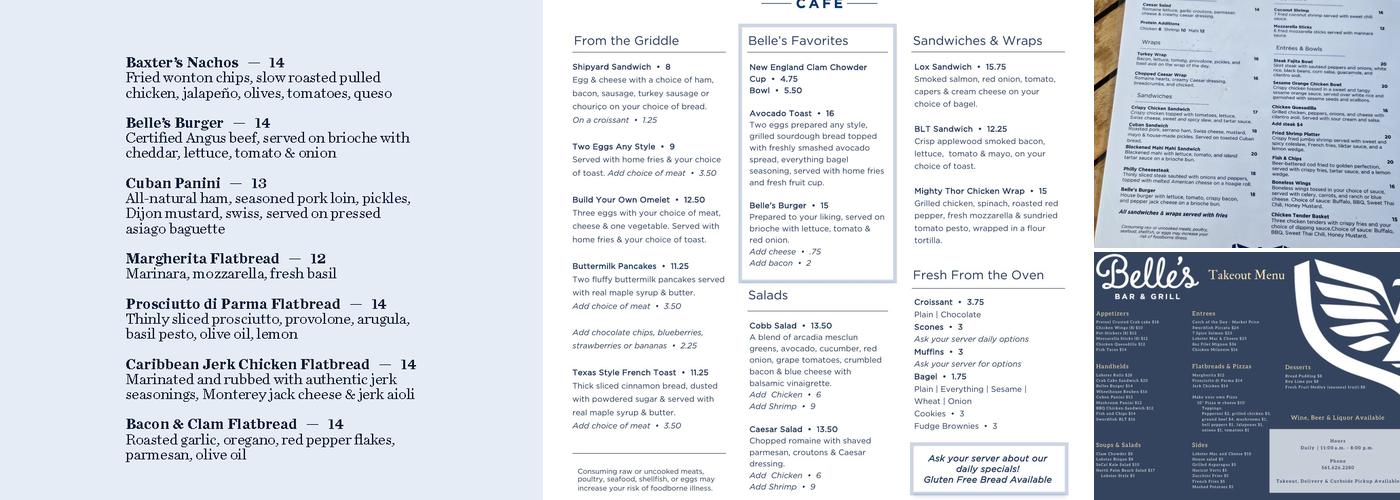 Belle's Menu