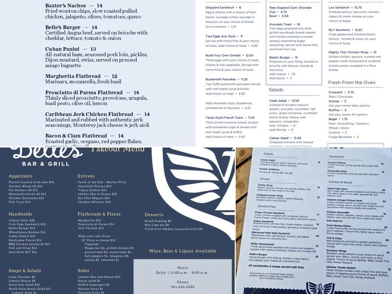 Belle's Menu
