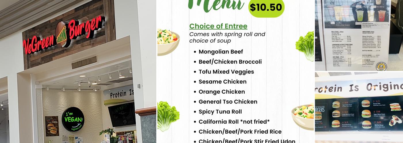 VeGreen Burger Menu