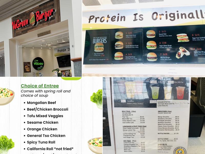 VeGreen Burger Menu