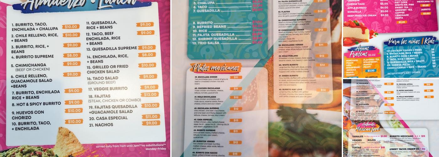 Don Nacho's Menu