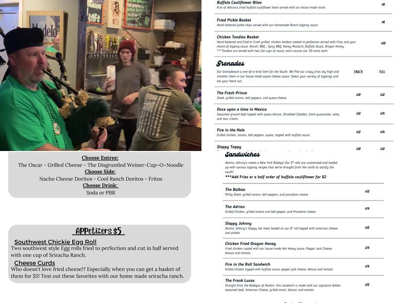 Atomic Johnny's Menu