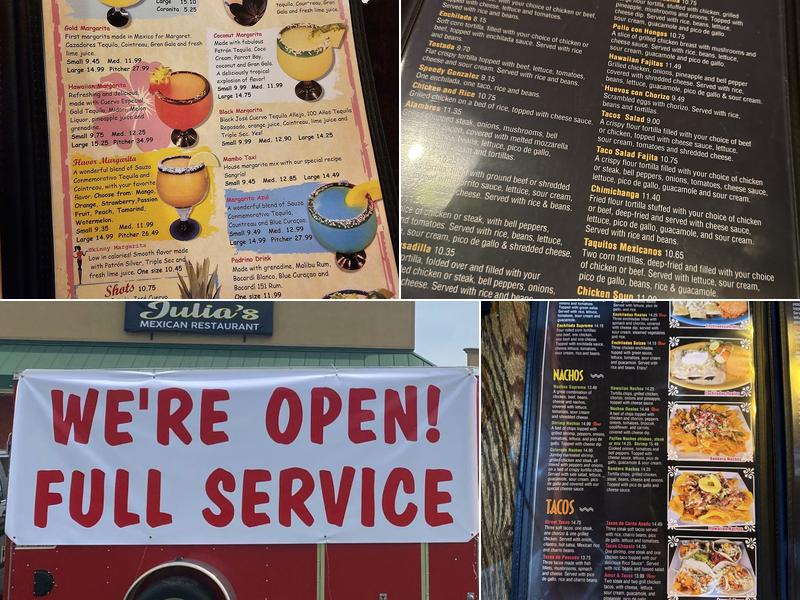 Julia's Mexican Restaurant Menu
