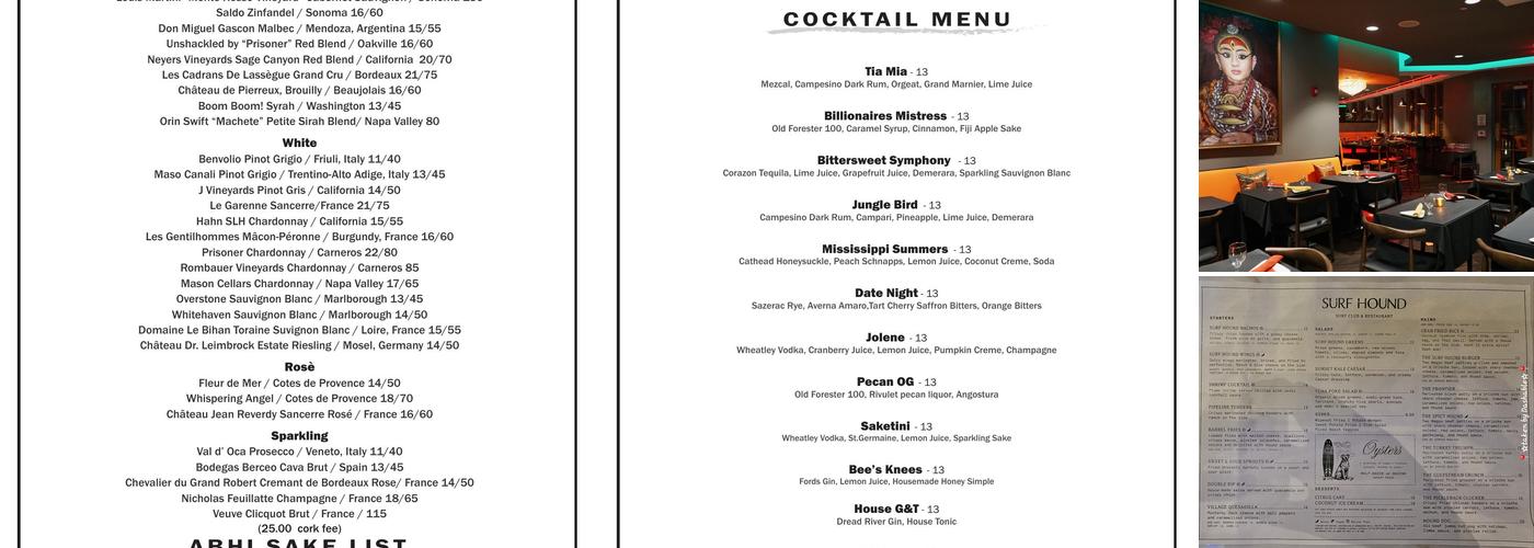 Abhi Eatery and Bar (Mountain Brook) Menu