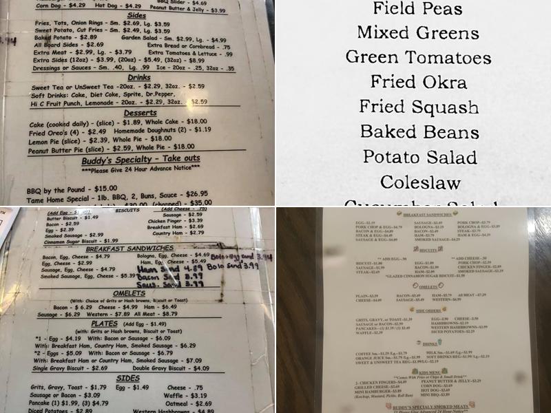 Buddy's BBQ Menu