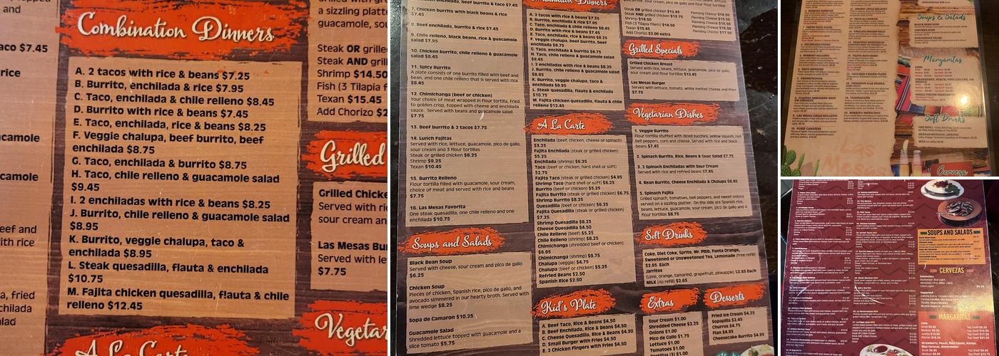 Las Mesas Mexican Grill Menu