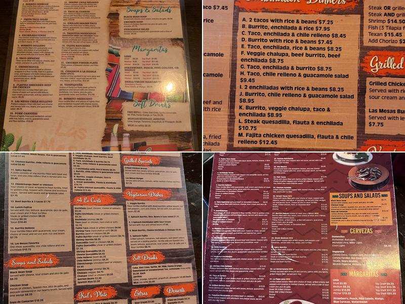 Las Mesas Mexican Grill Menu