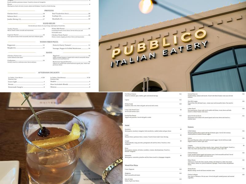 Pubblico Italian Eatery Menu