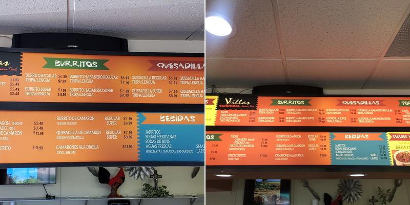 Villas Taqueria Menu