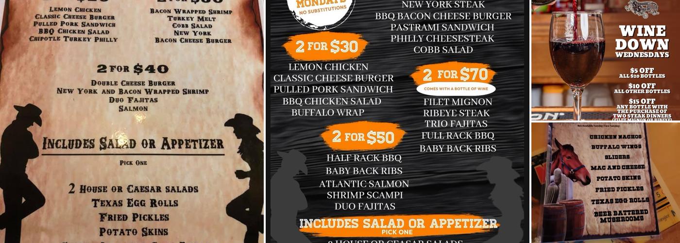 Saddle Sore Saloon Menu