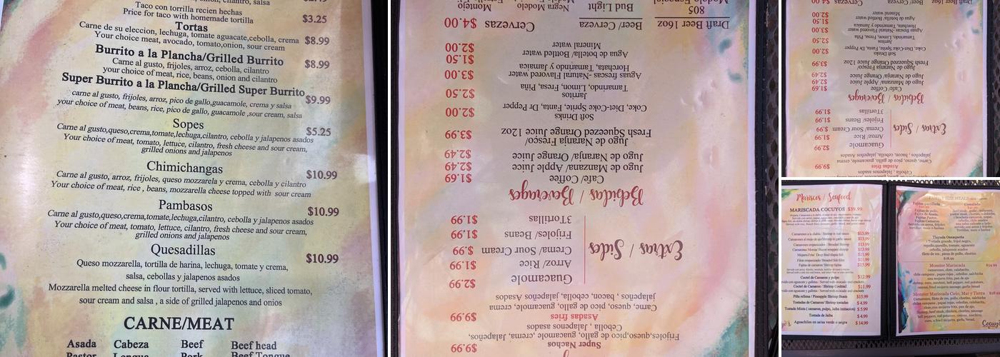 Cocuyos Restaurant Menu