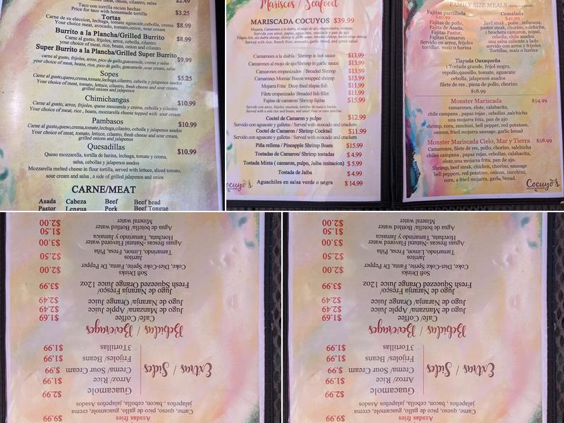 Cocuyos Restaurant Menu
