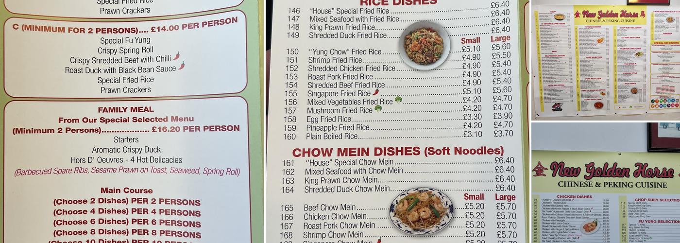 New Golden Horse Menu