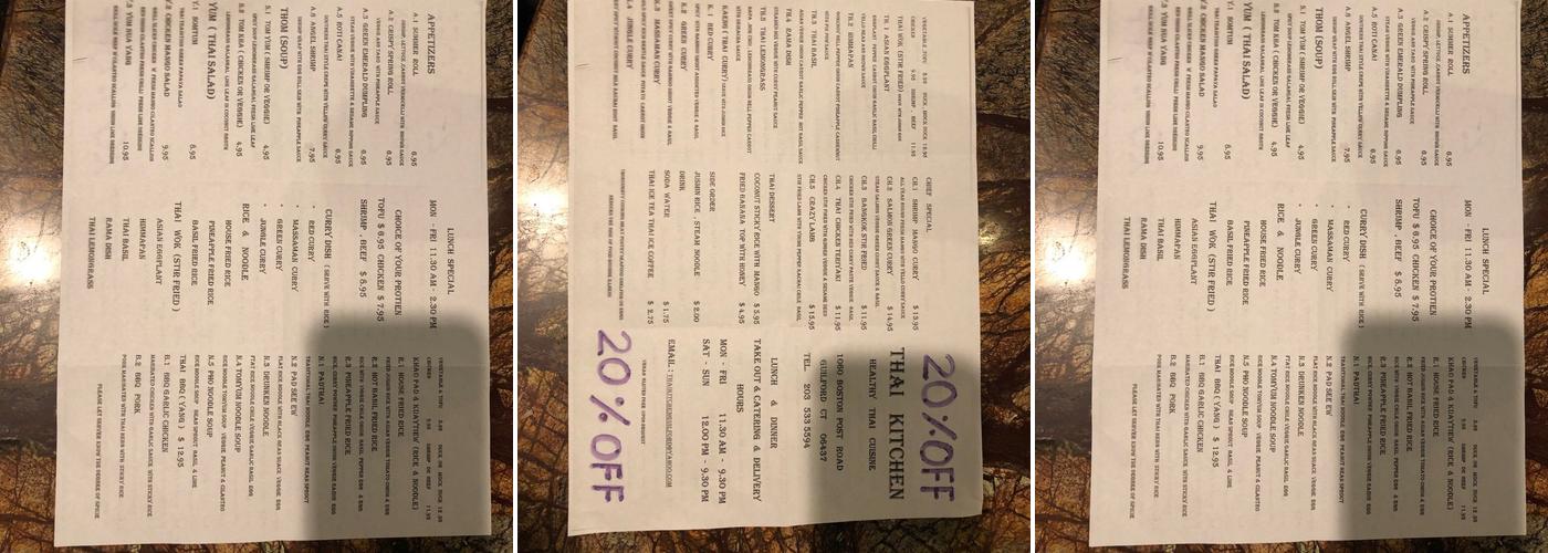 Thai Kitchen restaurant Menu