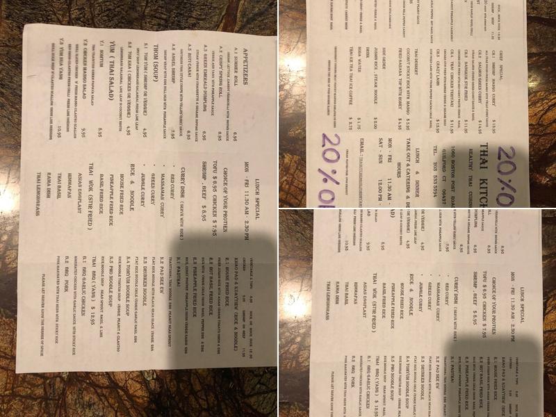 Thai Kitchen restaurant Menu