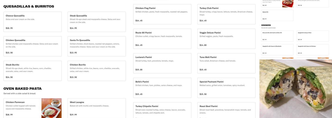 Belle Foods & Pizza Menu