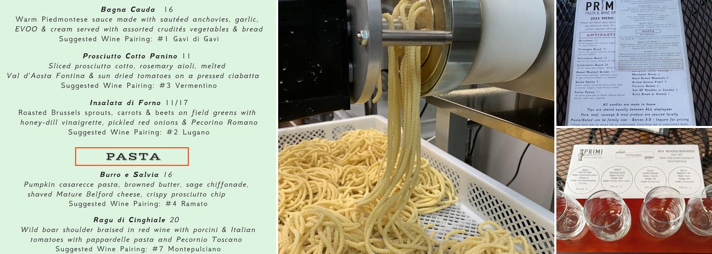 PRIMI Pasta & Wine Bar Menu