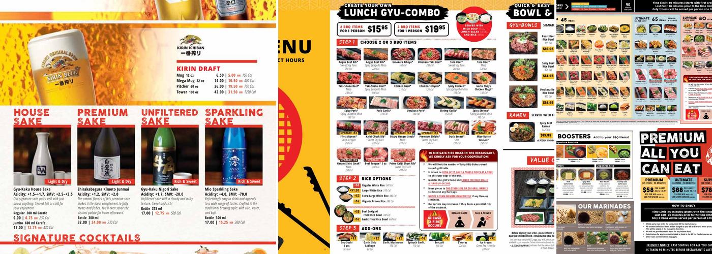 Gyu-Kaku Japanese BBQ Menu