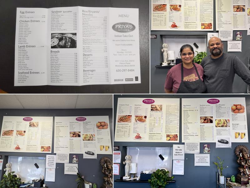 Priya's Kitchen Westmont Menu