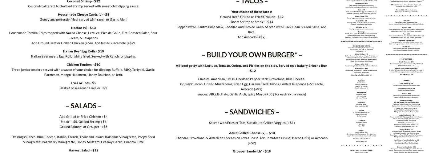 Bru Crew Bar & Grill Menu