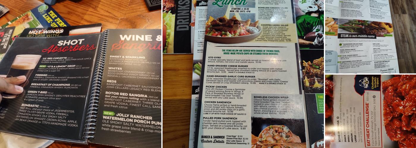 Quaker Steak & Lube Menu