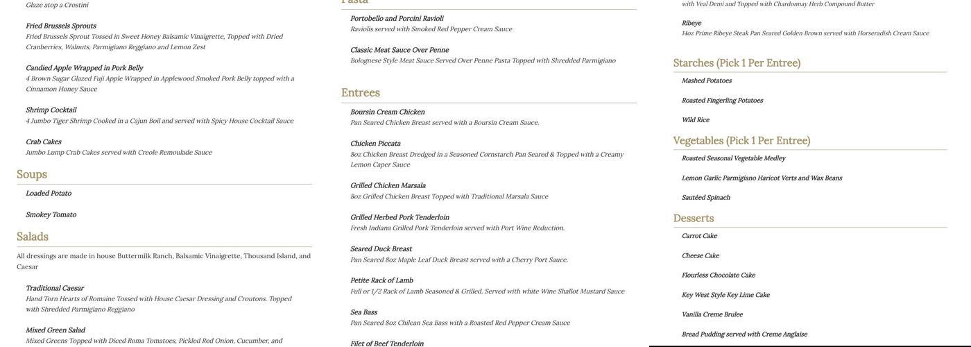 Jonesy's Menu