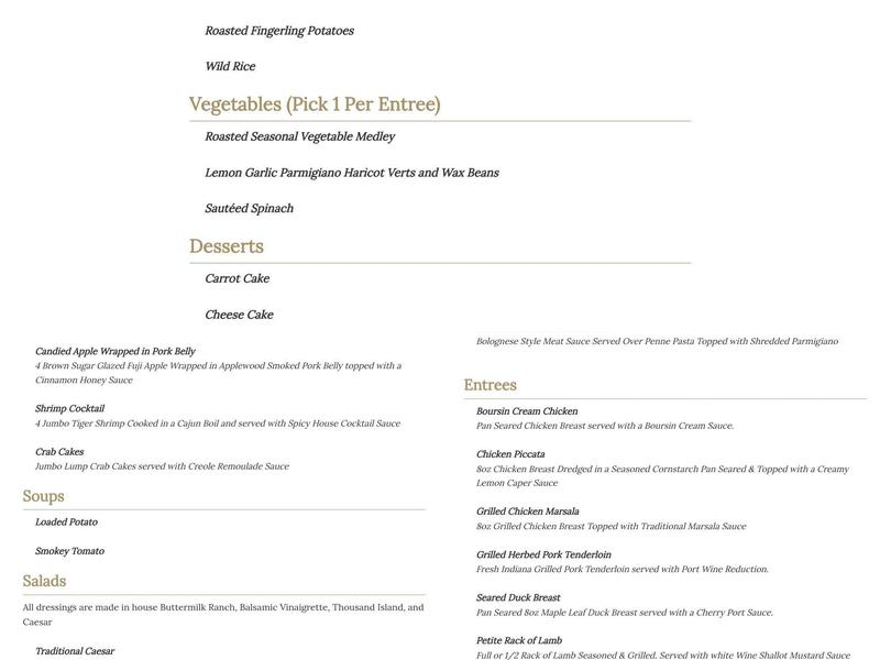 Jonesy's Menu