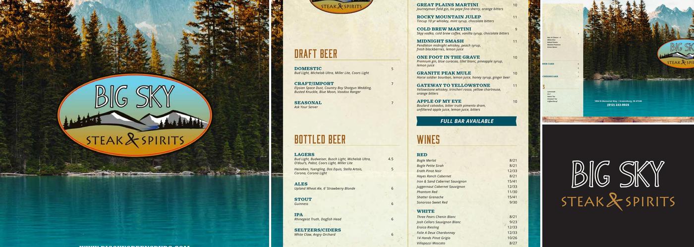 Big Sky Steak & Spirits Menu