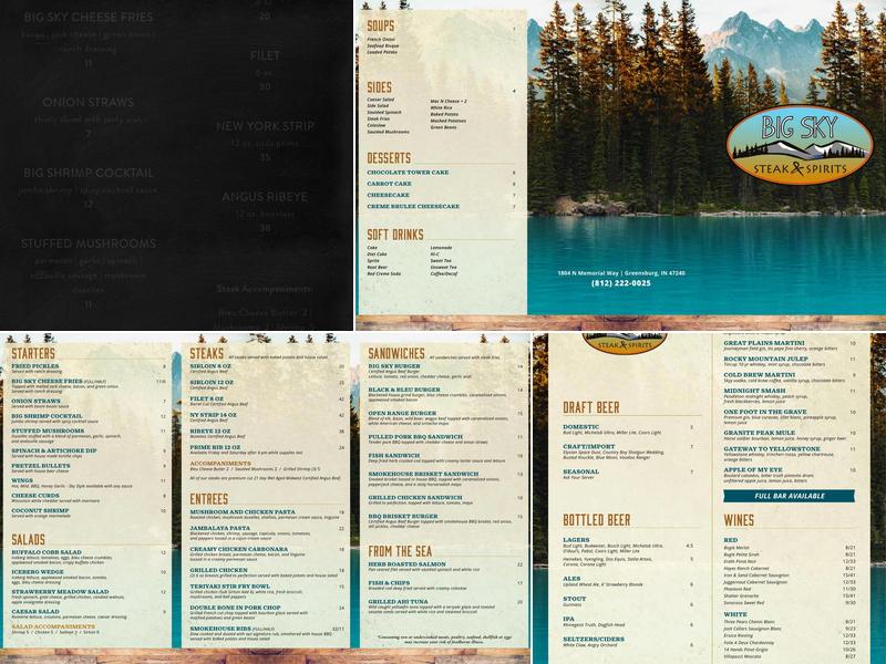 Big Sky Steak & Spirits Menu