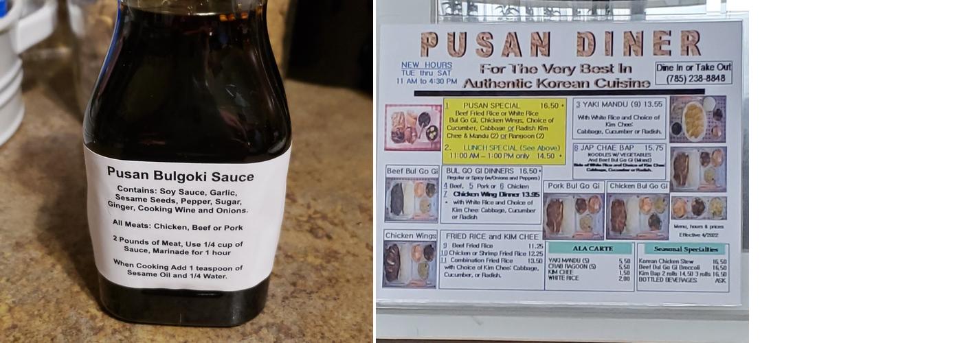 Pusan Diner Menu