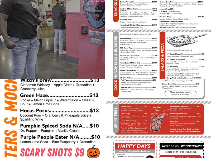 Velocity Bowling Newport Menu