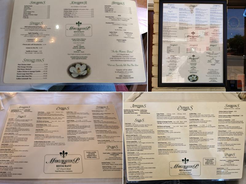 Merci Beaucoup Restaurant Menu