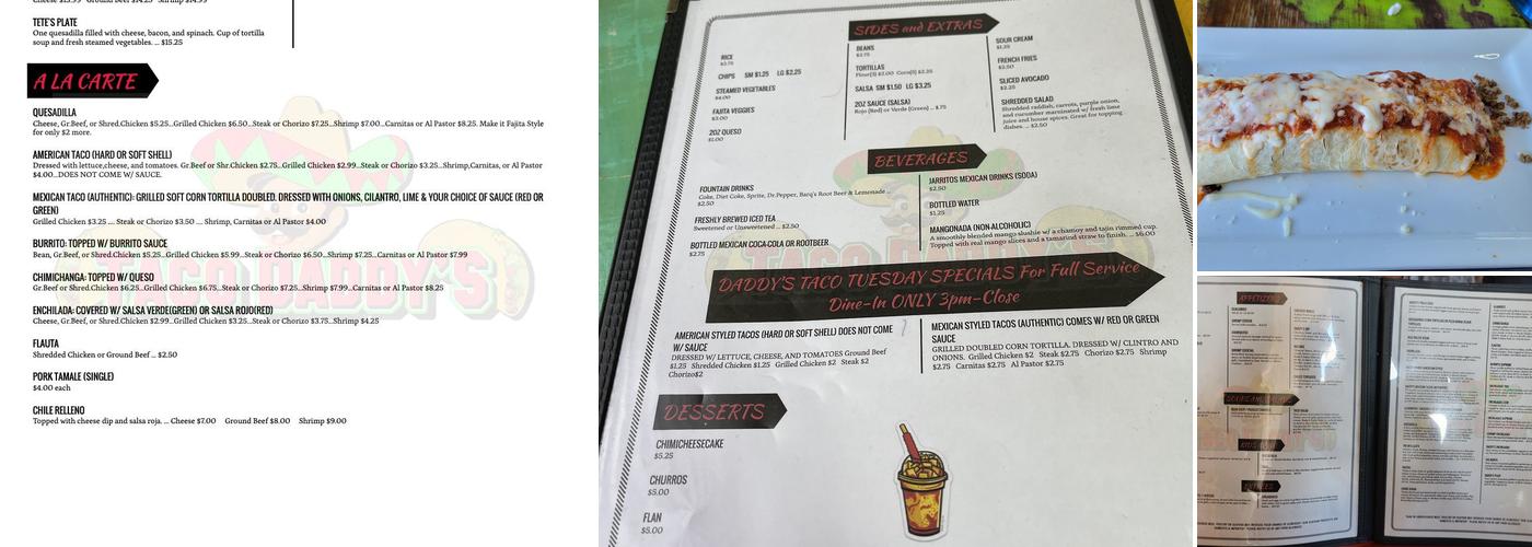 Taco Daddy's Menu