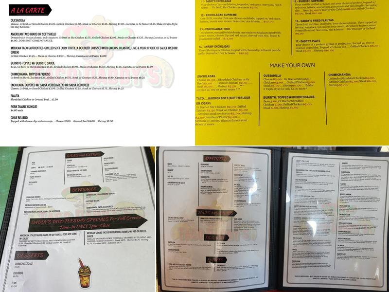 Taco Daddy's Menu