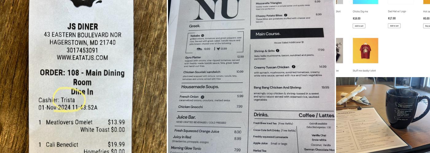 J's Diner Menu