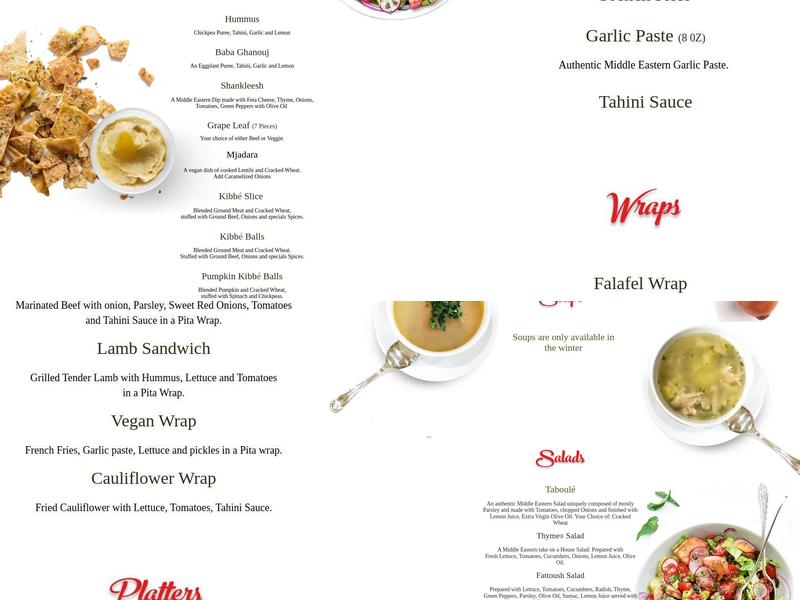 Thyme Menu