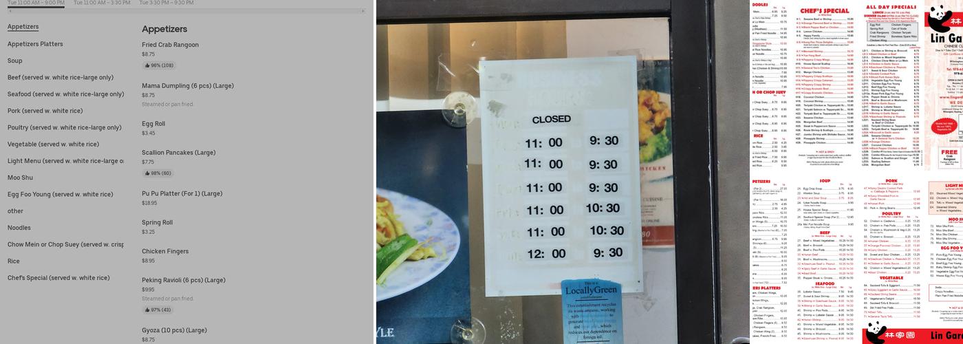 Lin Garden Menu