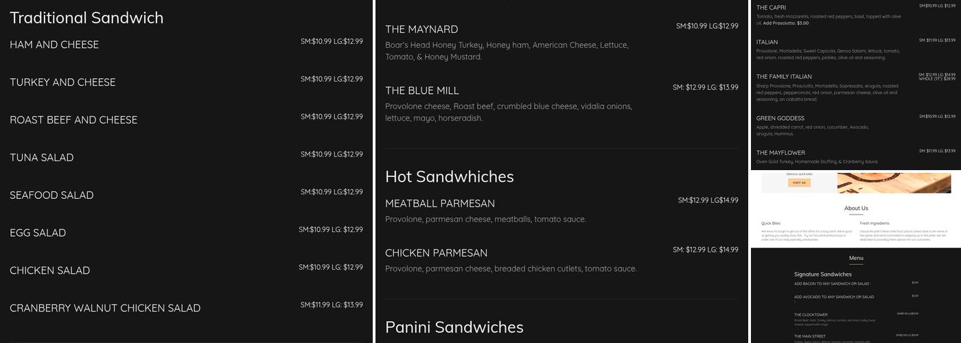 The Family Delicatessen Menu