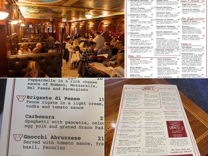 Lucia Ristorante Menu