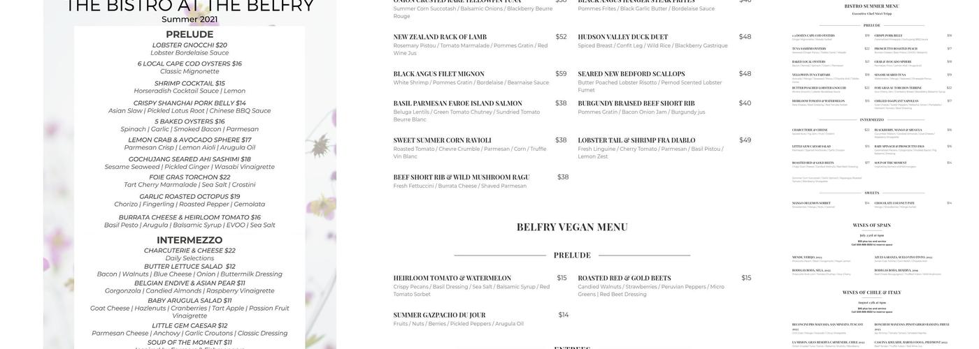 Belfry Inn and Bistro Menu